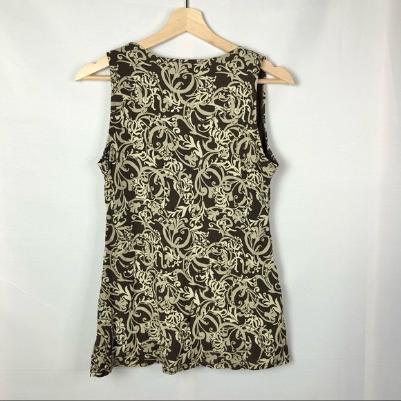 ANA Y2K Vintage VTG Brown & Cream V-Neck Wrap Tank Top M - Picture 2 of 3